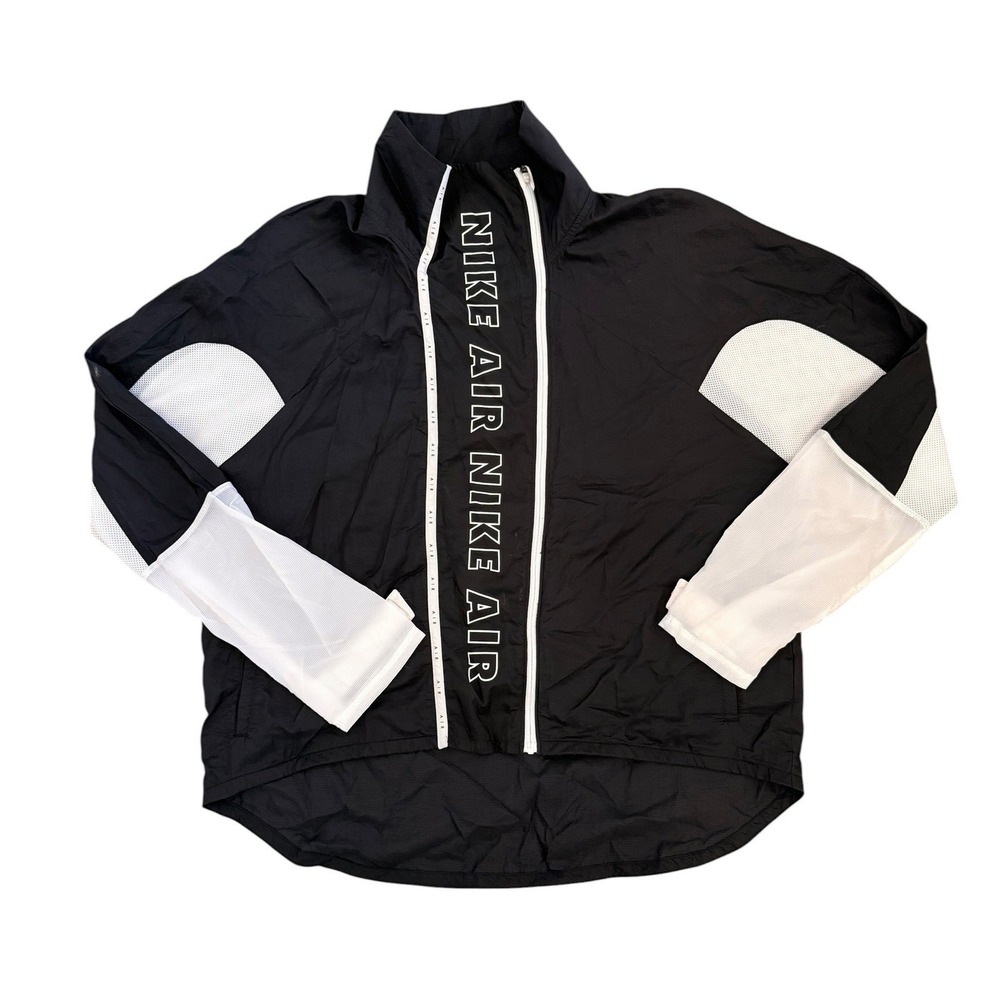 Nike Air Womens Full Zip Windbreaker Jacket Black White Mesh Size L